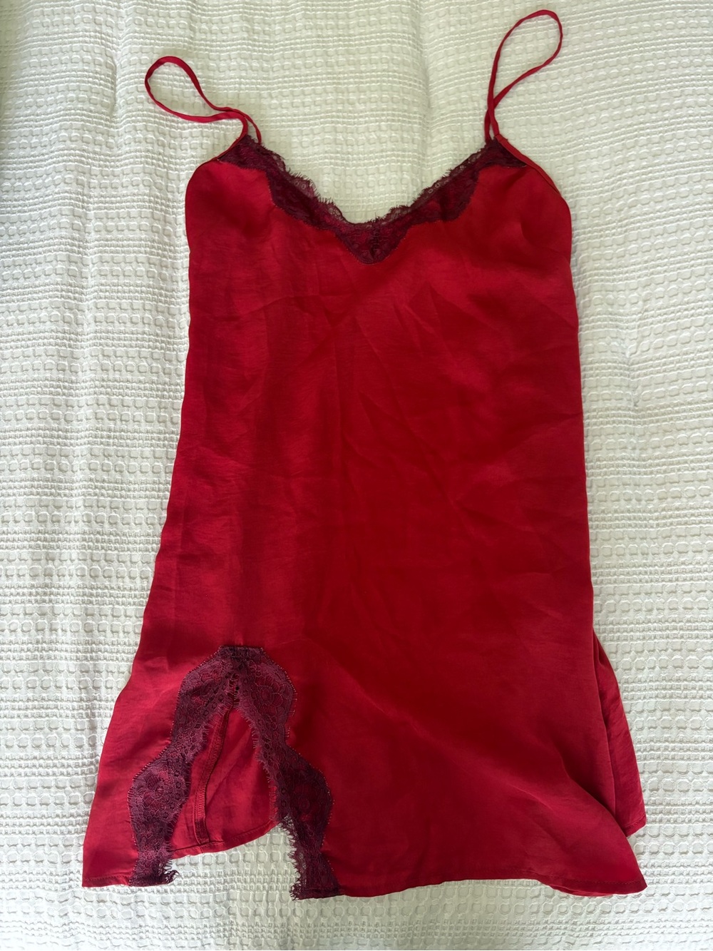 Urban Outfitters Out From Under Red Lace-Trim Slip Dress